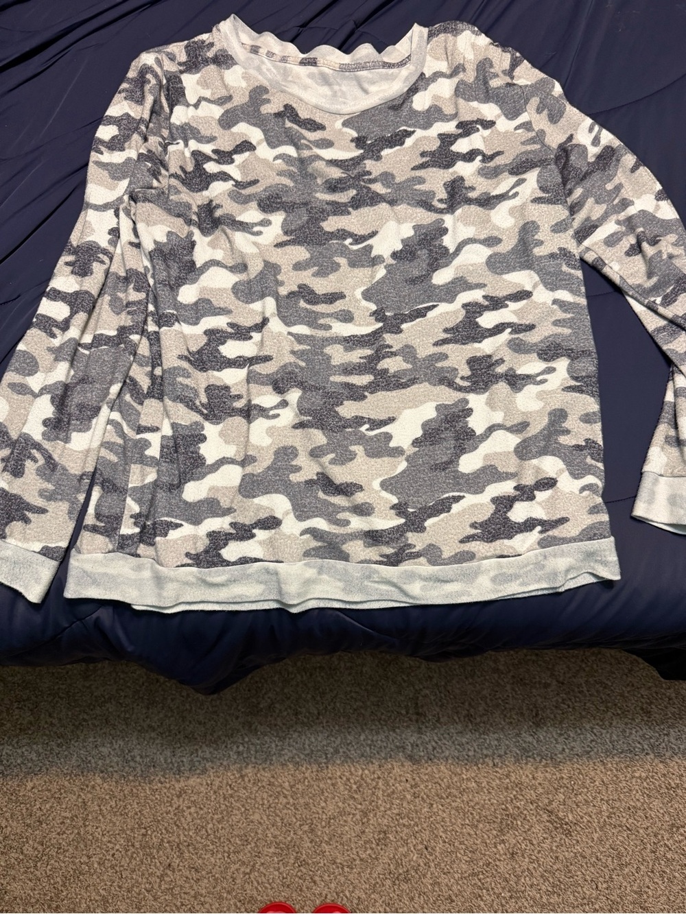Zyia Grey & White Camo Boyfriend Sweater